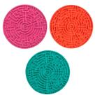 Brinquedo Pet Games Labirinto, tapete de lamber, Tamanho P, Verde, Rosa e Laranja