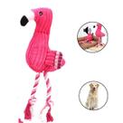 Brinquedo Pet Pelúcia Interativo Mordedor Apito Flamingo