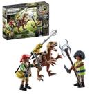 Brinquedo Playmobil Deinonychus com Jaden com canhão e flechas prateadas