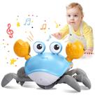 Brinquedo Plnmlls Crawling Crab Baby Brinquedos para a barriga com música e luz LED, brinquedo Walking Crab para crianças de 0 a 6, 6 a 12 a 18, 36 meses, 36 meses (Azure
