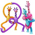 Brinquedo Pop Tubes Girafa com Led e Ventosa Tubinhos Elásticos Infantil Girafas Fofinhas Divertidas Alívio Estresse Estimula Criativade das Crianças