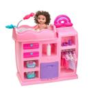 Brinquedo Quarto de Boneca 2 em 1 com Bercinho Roupeiro e Acessorios