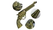 Brinquedo Revolver Dourado Envelhecido Função Sonora 27 Cm