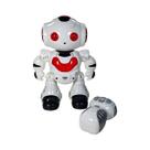 Brinquedo Super Robo Branco Vermelho Com Controle Remoto Dia Das Crianças Dança Fala Canta