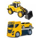 Brinquedo Trator com Pá Articulada + Caminhão Guincho com 1 Carrinho - BS Toys