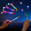 Brinquedo Voador Rotativo Helicóptero Led Foguete Lançador Estilingue Luminoso Pra Criança