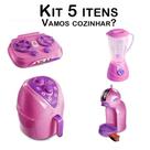 Brinquedos Cozinha AirFryer Liquidificador Fogão Café 5pç