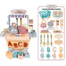 Brinquedos culinários inf. multif. com utensílios abundantes.