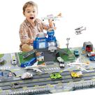 Brinquedos de avião DeAO para crianças com caminhões, helicóptero, Playmat 3-8y