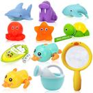 Brinquedos de banho QODLIT No Hole para bebês de 0 a 6 a 12 meses ou mais com rede de pesca