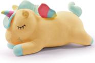 Brinquedos de bicho de pelúcia de unicórnio fofo travesseiro de pelúcia macio de unicórnio com asas de arco-íris brinquedo kawaii para crianças e meninasamarelo, 30 cm/11,8 polegadas)