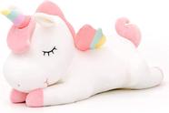 Brinquedos de bicho de pelúcia de unicórnio fofo travesseiro de pelúcia macio de unicórnio com asas de arco-íris brinquedo kawaii para crianças e meninasbranco, 30 cm/11,8 polegadas)
