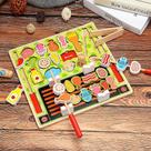 Brinquedos de cozinha de madeira para crianças Pretend Play com quebra-cabeças