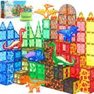 Brinquedos de dinossauro com azulejos magnéticos, 102 unidades com 8 dinossauros - Coodoo