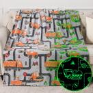 Brinquedos de escavadeira de construção para crianças e meninos Cobertor de caminhão Glow in The Dark para adolescentes, aniversário de Páscoa, Natal, Dia dos Namorados, 12, 3, 4, 5, 6, 7, 8, 9, 10 anos, presentes de carro de pelúcia