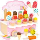 Brinquedos de madeira para meninas de 3 a 5 anos Carrinho de caminhão de sorvete, brinquedos fingidos para crianças de 2 a 4 anos, brinquedos Montessori, picolés de cozinha, presentes de aniversário da Play Store para meninas e meninos de 3 a 5 a 6 anos