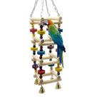 Brinquedos de pássaros papagaio pássaro de madeira balanço escada brinquedos suporte de escalada poleiro com sino playground brinquedos coloridos para pássaros