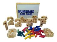 Brinquedos Educativos - Numerais Com Pinos 54 Pçs Em Madeira