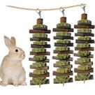 Brinquedos kathson Bunny Chew, 3 peças de palitos de bambu naturais e alfafa
