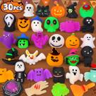 Brinquedos Mochi Squishy de Halloween - Kit com 30 Unidades para Crianças