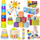 Brinquedos Montessori GJOF2YK 6 em 1 para bebês de 6 a 12 meses com caixa