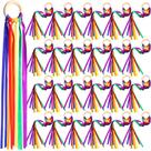 Brinquedos Waldorf Hand Kite Junkin Rainbow com anel de madeira, 24 unidades