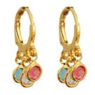 Brinquinho de Argola Trio Pedras Coloridas Banhado a Ouro 18k