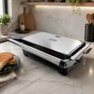 Britânia Grill e Sanduicheira BGR28A 2 em 1 Abertura 180º 1200W Revestimento Antiaderente Redstone Chapas Ajustáveis Preto