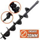 Broca 80x12cm para Perfuradores de Solo Com Encaixe de 20mm Com Ponta em Aço Especial Carbono