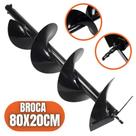 Broca 80x20cm para Perfuradores de Solo Com Encaixe de 20mm Com Ponta em Aço Especial Carbono