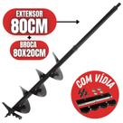 Broca de Espiral Simples Kawashima 80X20cm Reforço em Widea Encaixe 20mm + Extensão de 80cm