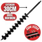 Broca Espiral Duplo 800x100mm Com Vídia e Alongador 30cm Para Perfurador de Solo Branco Tekna Toyama