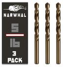 Brocas de cobalto Narwhal 5/16" (8 mm), pacote com 3 unidades, de grau industrial Brocas de cobalto Narwhal 5/16" (8 mm), pacote com 3 unidades, de grau industrial