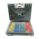 Brocas madeira metal concreto buchas 5 6 8 10m bits fenda phillips torx jogo kit 300 pcs c/maleta lwj-195