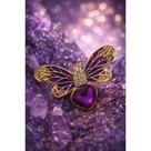 Broche abelha majestosa com coração púrpura e dourado