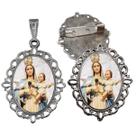 Broche com Relicario Cor Prata Nossa Senhora da Esperança Terno Noivo lapela Qualidade Resinado Alto Padrão Casamentos