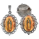 Broche com Relicario Cor Prata Nossa Senhora de Guadalupe Terno Noivo lapela Qualidade Resinado Alto Padrão Casamentos
