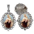 Broche com Relicario Cor Prata Nossa Senhora do Carmo Terno Noivo lapela Qualidade Resinado Alto Padrão Casamentos