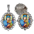 Broche com Relicario Cor Prata Nossa Senhora Perpetuo Socorro Terno Noivo lapela Qualidade Resinado Alto Padrão Casamen
