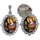 Broche com Relicario Cor Prata Santa Barbara Terno Noivo lapela Qualidade Resinado Alto Padrão Casamentos Broche com Relicario Cor Prata Santa Barbara Terno Noivo lapela Qualidade Resinado Alto Padrão Casamentos