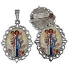 Broche com Relicario Cor Prata Santa Gianna Terno Noivo lapela Qualidade Resinado Alto Padrão Casamentos Broche com Relicario Cor Prata Santa Gianna Terno Noivo lapela Qualidade Resinado Alto Padrão Casamentos