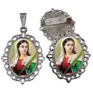 Broche com Relicario Cor Prata Santa Luzia Terno Noivo lapela Qualidade Resinado Alto Padrão Casamentos Broche com Relicario Cor Prata Santa Luzia Terno Noivo lapela Qualidade Resinado Alto Padrão Casamentos