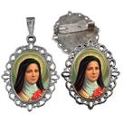 Broche com Relicario Cor Prata Santa Teresinha Terno Noivo lapela Qualidade Resinado Alto Padrão Casamentos