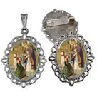 Broche com Relicario Cor Prata São Bráz Terno Noivo lapela Qualidade Resinado Alto Padrão Casamentos Broche com Relicario Cor Prata São Bráz Terno Noivo lapela Qualidade Resinado Alto Padrão Casamentos