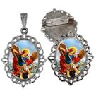 Broche com Relicario Cor Prata São Miguel Terno Noivo lapela Qualidade Resinado Alto Padrão Casamentos Broche com Relicario Cor Prata São Miguel Terno Noivo lapela Qualidade Resinado Alto Padrão Casamentos
