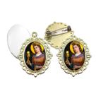 Broche com Relicario Dourado Santa Barbara Terno Noivo lapela Qualidade Resinado Alto Padrão Casamentos Broche com Relicario Dourado Santa Barbara Terno Noivo lapela Qualidade Resinado Alto Padrão Casamentos