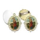 Broche com Relicario Dourado Santa Helena Terno Noivo lapela Qualidade Resinado Alto Padrão Casamentos