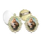 Broche com Relicario Dourado Santo Antonio Terno Noivo lapela Qualidade Resinado Alto Padrão Casamentos