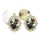 Broche com Relicario Dourado São Jorge Terno Noivo lapela Qualidade Resinado Alto Padrão Casamentos