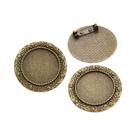 Broche de Bronze Banhado a Prata - Estilo Folhas - 5 Peças com Base para Cabochão